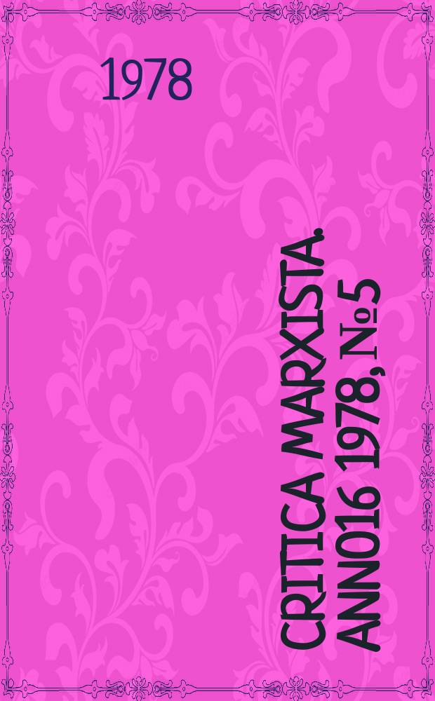 Critica marxista. Anno16 1978, №5