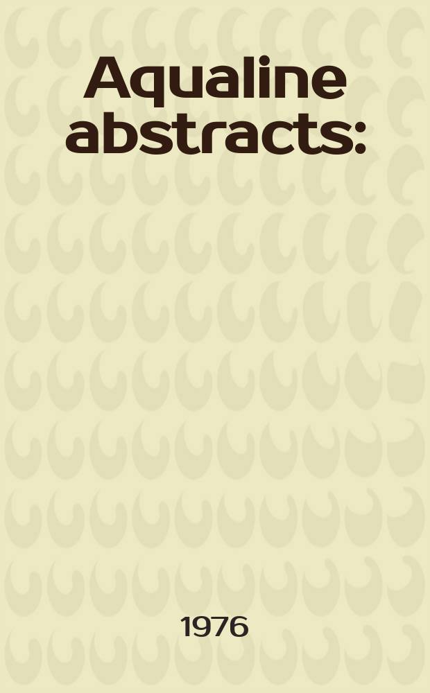 Aqualine abstracts : (Formerly WRC information) Publ. bi-weekly on behalf of the Water research centre. Vol.3, №10