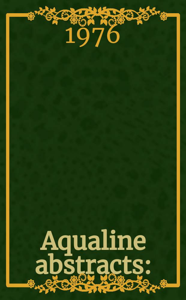 Aqualine abstracts : (Formerly WRC information) Publ. bi-weekly on behalf of the Water research centre. Vol.3, №20
