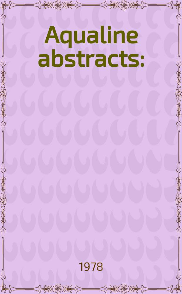 Aqualine abstracts : (Formerly WRC information) Publ. bi-weekly on behalf of the Water research centre. Vol.5, №43