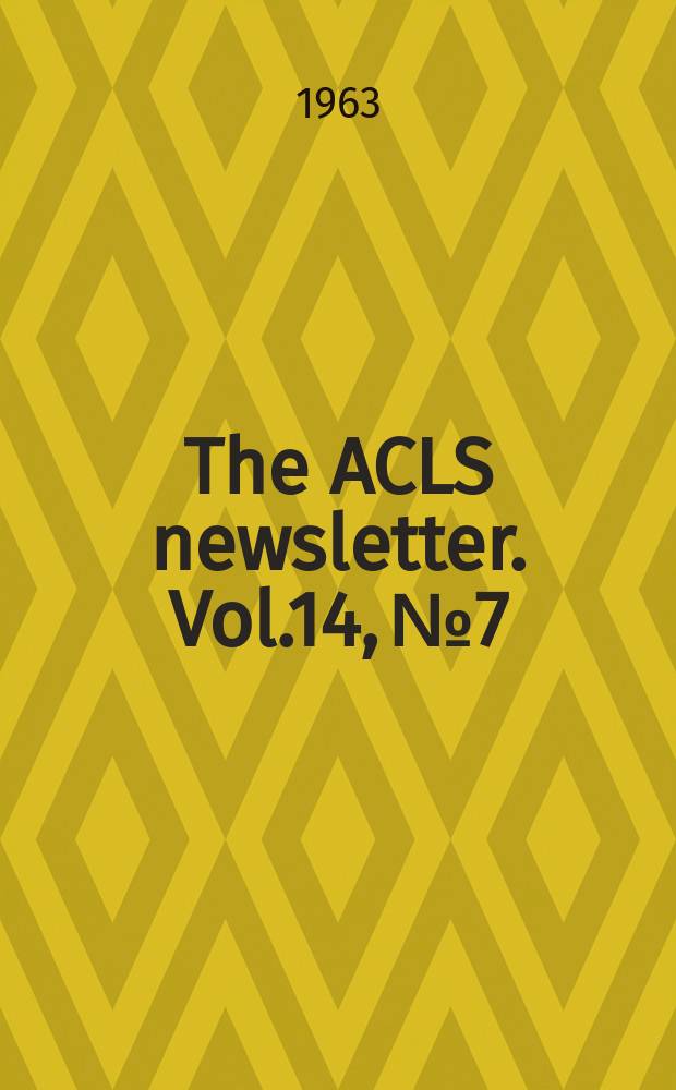 The ACLS newsletter. Vol.14, №7