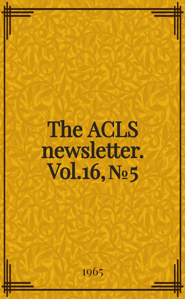 The ACLS newsletter. Vol.16, №5