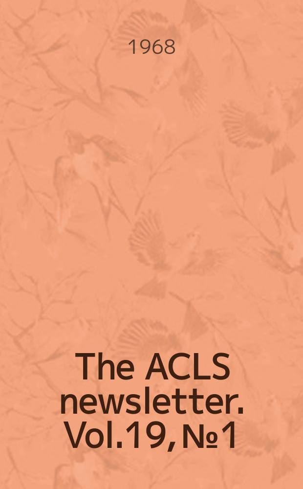 The ACLS newsletter. Vol.19, №1