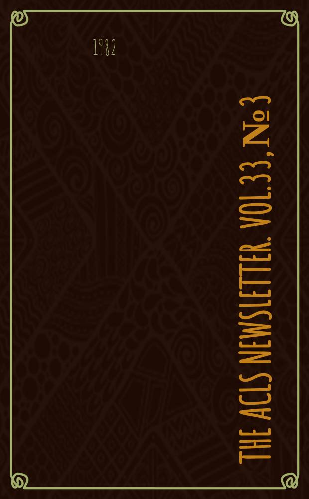 The ACLS newsletter. Vol.33, №3/4