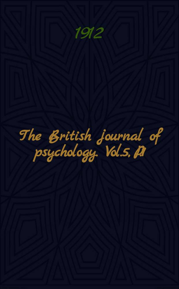 The British journal of psychology. Vol.5, P.1