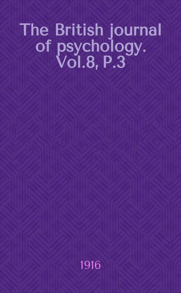The British journal of psychology. Vol.8, P.3
