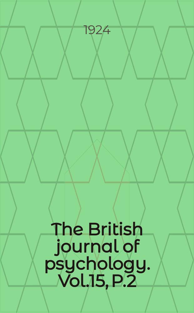 The British journal of psychology. Vol.15, P.2