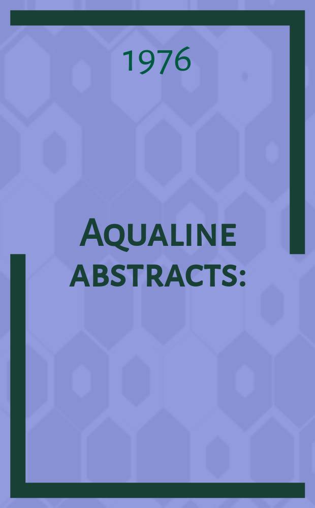 Aqualine abstracts : (Formerly WRC information) Publ. bi-weekly on behalf of the Water research centre. Vol.3, №22