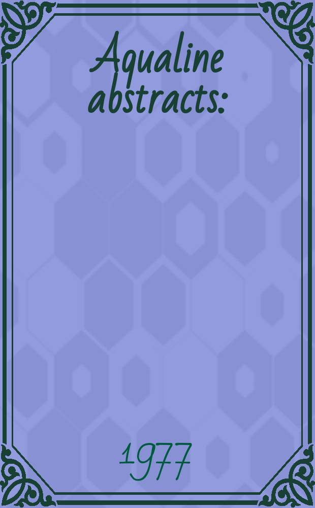 Aqualine abstracts : (Formerly WRC information) Publ. bi-weekly on behalf of the Water research centre. Vol.4, №20