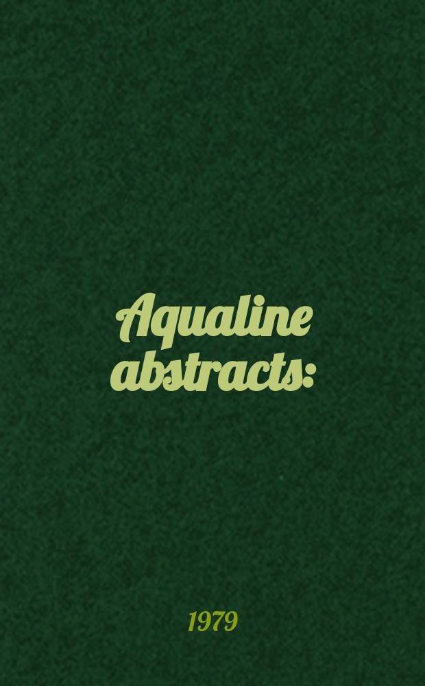 Aqualine abstracts : (Formerly WRC information) Publ. bi-weekly on behalf of the Water research centre. Vol.6, №19