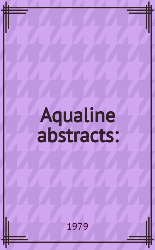 Aqualine abstracts : (Formerly WRC information) Publ. bi-weekly on behalf of the Water research centre. Vol.6, №24