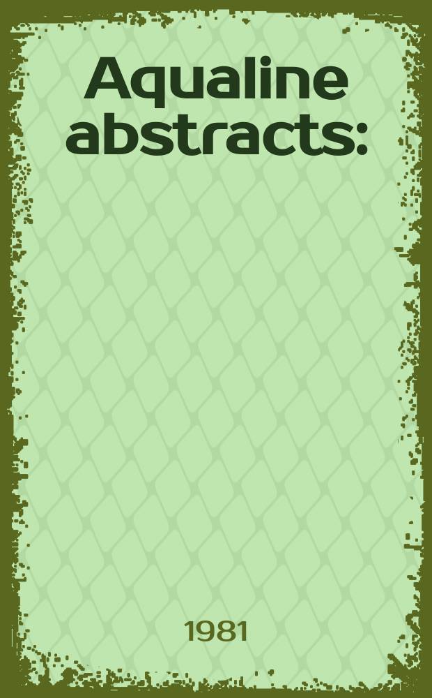 Aqualine abstracts : (Formerly WRC information) Publ. bi-weekly on behalf of the Water research centre. Vol.8, №12