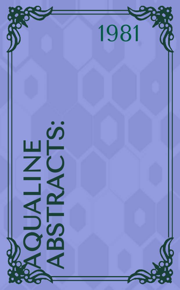 Aqualine abstracts : (Formerly WRC information) Publ. bi-weekly on behalf of the Water research centre. Vol.8, №32
