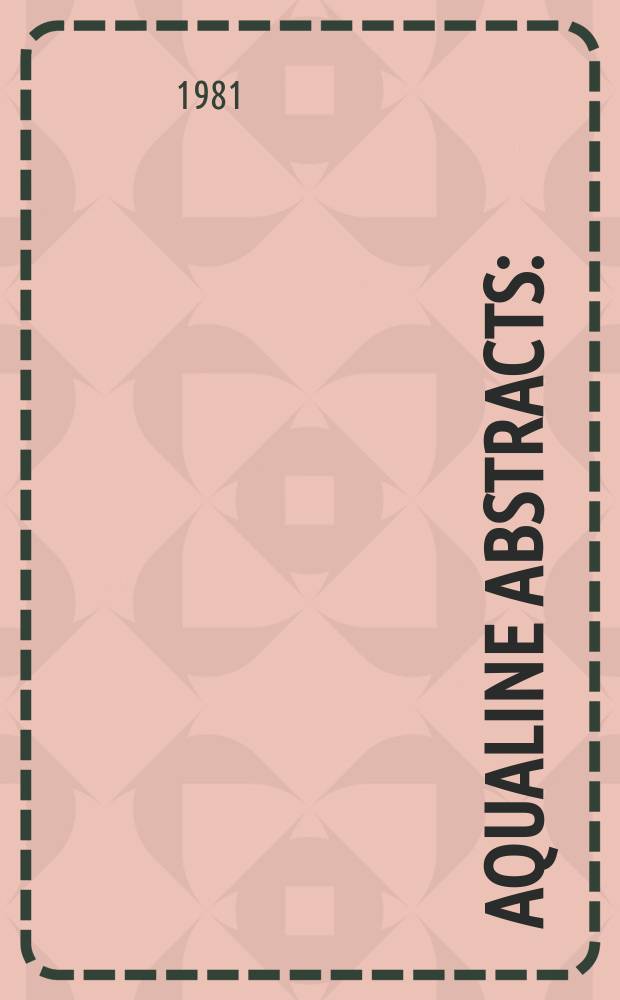 Aqualine abstracts : (Formerly WRC information) Publ. bi-weekly on behalf of the Water research centre. Vol.8, №41