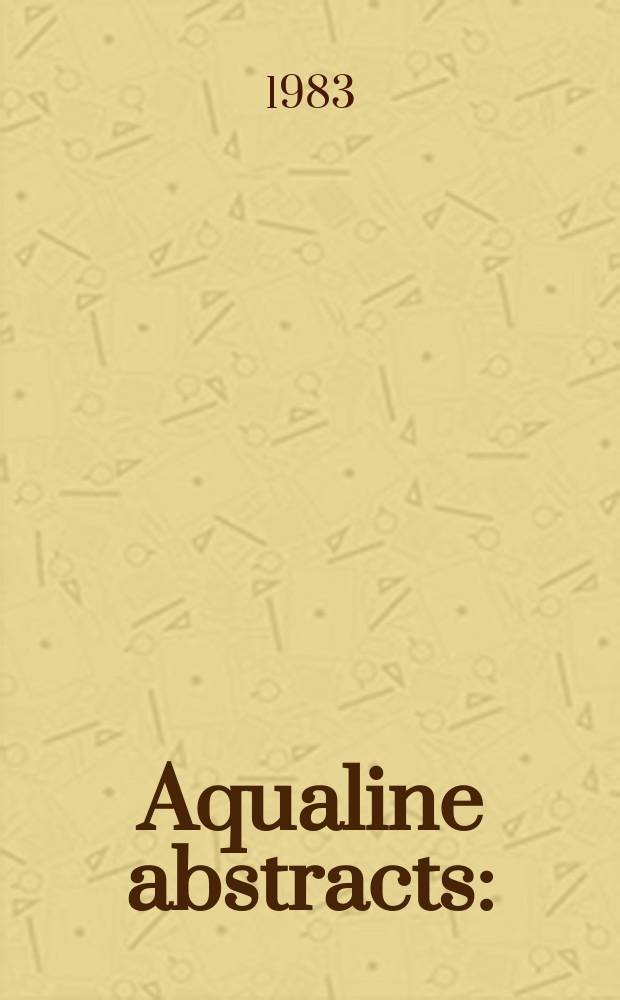 Aqualine abstracts : (Formerly WRC information) Publ. bi-weekly on behalf of the Water research centre. Vol.10, №19