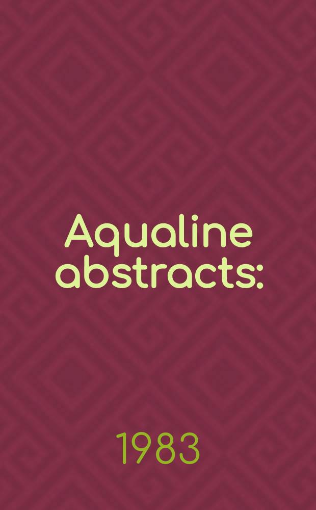 Aqualine abstracts : (Formerly WRC information) Publ. bi-weekly on behalf of the Water research centre. Vol.10, №44