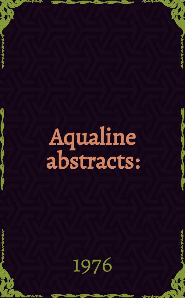 Aqualine abstracts : (Formerly WRC information) Publ. bi-weekly on behalf of the Water research centre. Vol.3, №32