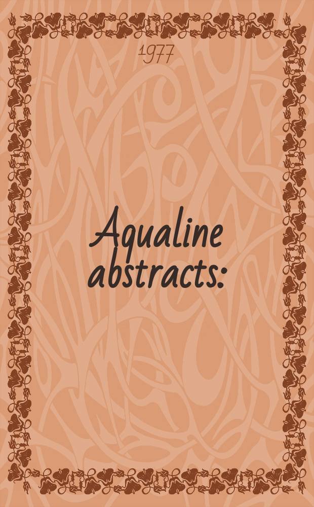 Aqualine abstracts : (Formerly WRC information) Publ. bi-weekly on behalf of the Water research centre. Vol.4, №37