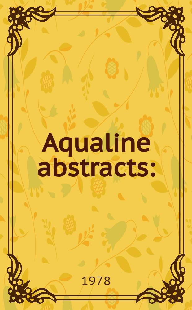 Aqualine abstracts : (Formerly WRC information) Publ. bi-weekly on behalf of the Water research centre. Vol.5, №17