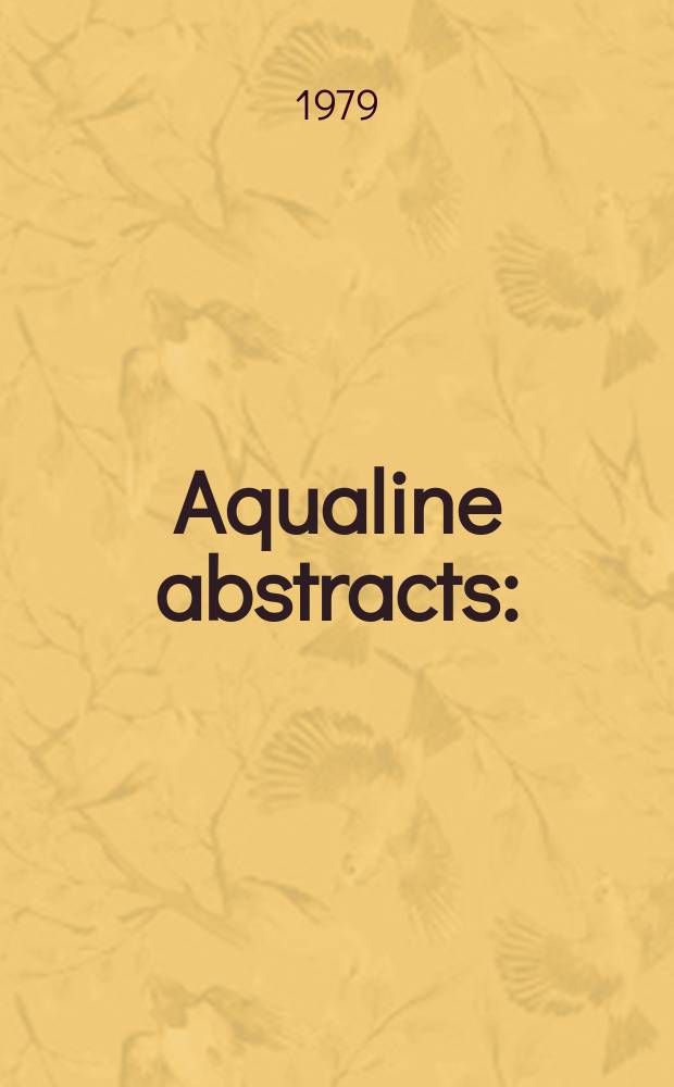 Aqualine abstracts : (Formerly WRC information) Publ. bi-weekly on behalf of the Water research centre. Vol.6, №50