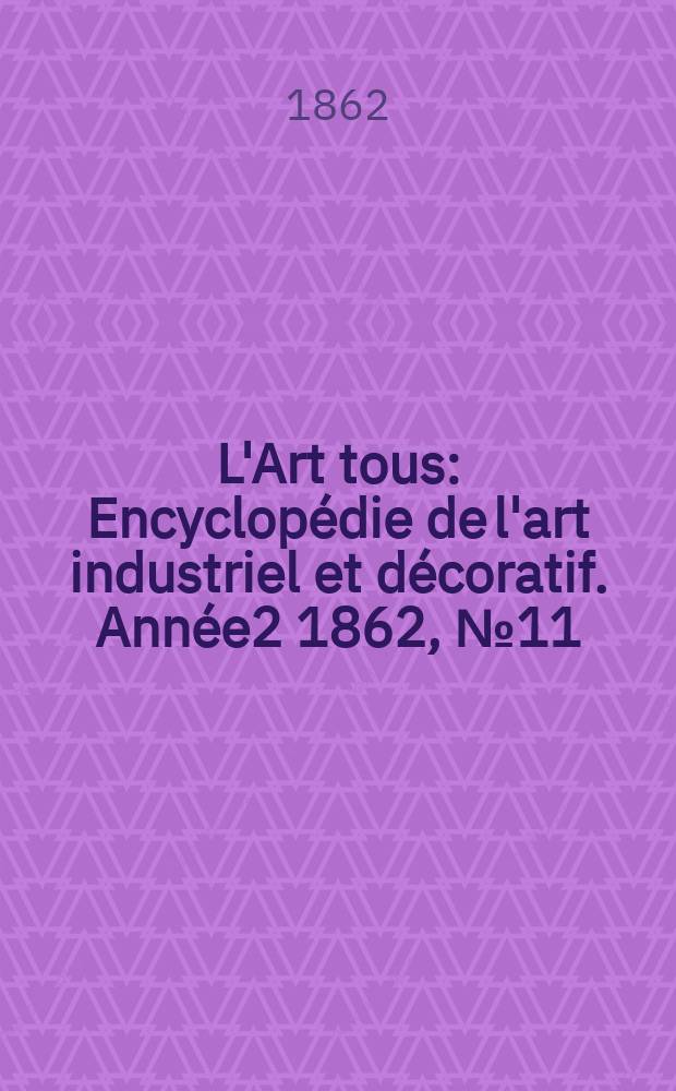 L'Art tous : Encyclop&eacute;die de l'art industriel et d&eacute;coratif. Ann&eacute;e2 1862, №11(36)