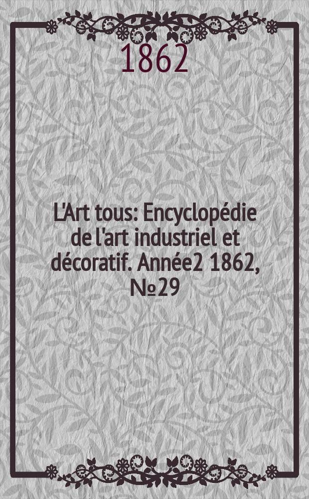 L'Art tous : Encyclop&eacute;die de l'art industriel et d&eacute;coratif. Ann&eacute;e2 1862, №29(54)
