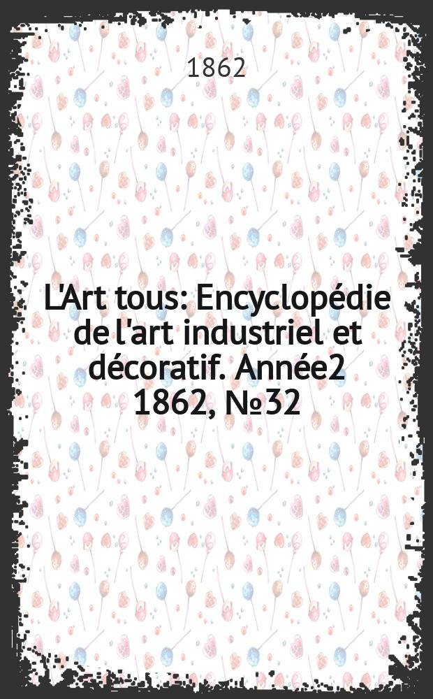 L'Art tous : Encyclopédie de l'art industriel et décoratif. Année2 1862, №32(57)