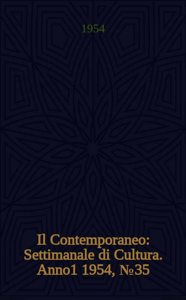 Il Contemporaneo : Settimanale di Cultura. Anno1 1954, №35