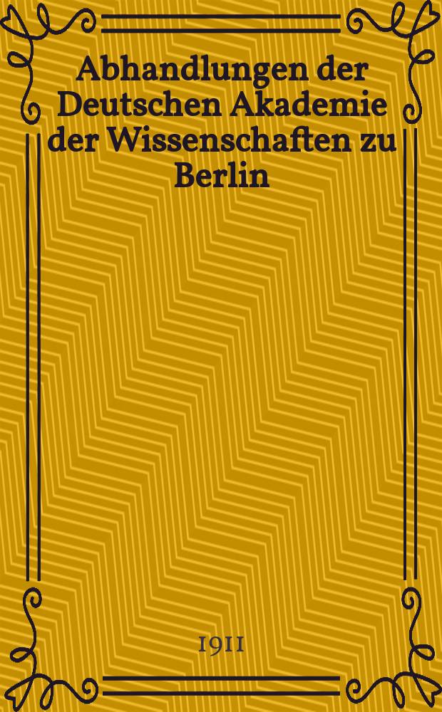 Abhandlungen der Deutschen Akademie der Wissenschaften zu Berlin