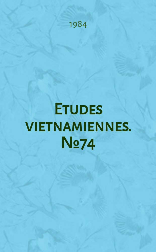 Etudes vietnamiennes. №74