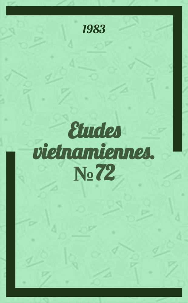 Etudes vietnamiennes. №72