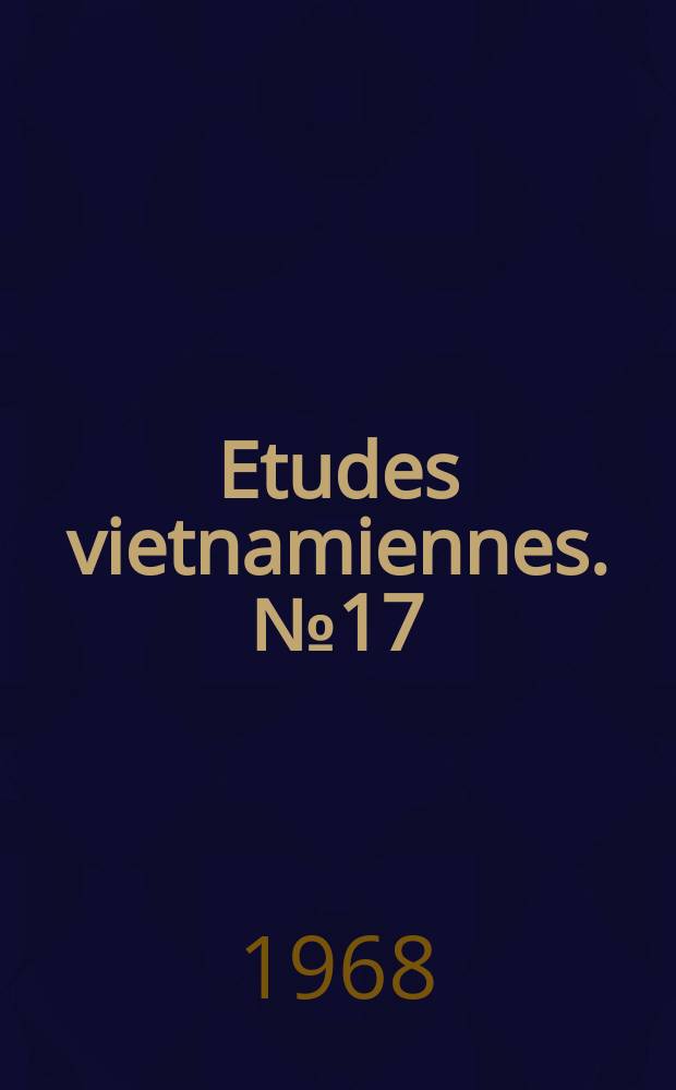 Etudes vietnamiennes. №17