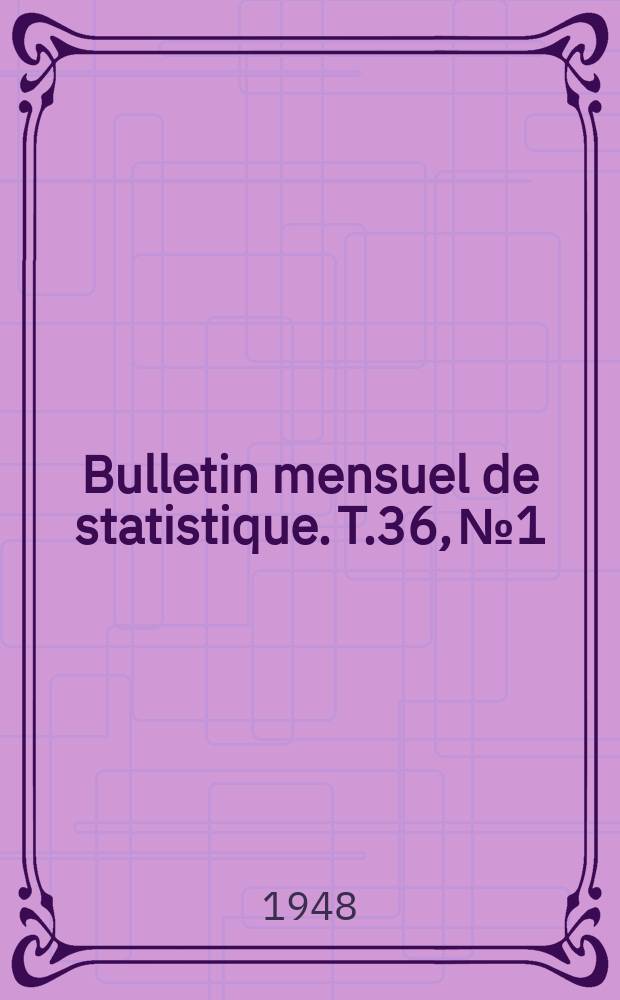 Bulletin mensuel de statistique. T.36, №1