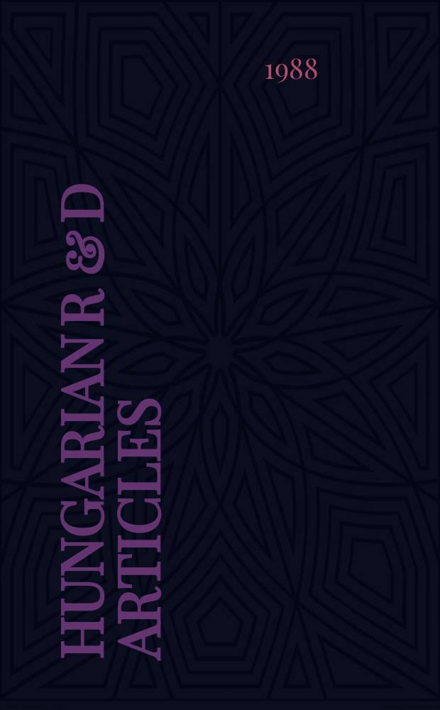 Hungarian R & D articles : Science a. technology. Vol.4, №2