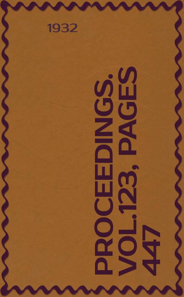 Proceedings. Vol.123, Pages 447