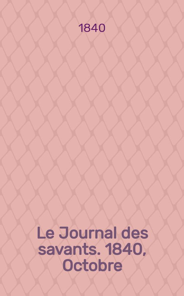 Le Journal des savants. 1840, Octobre
