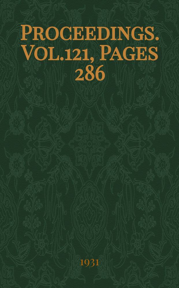 Proceedings. Vol.121, Pages 286