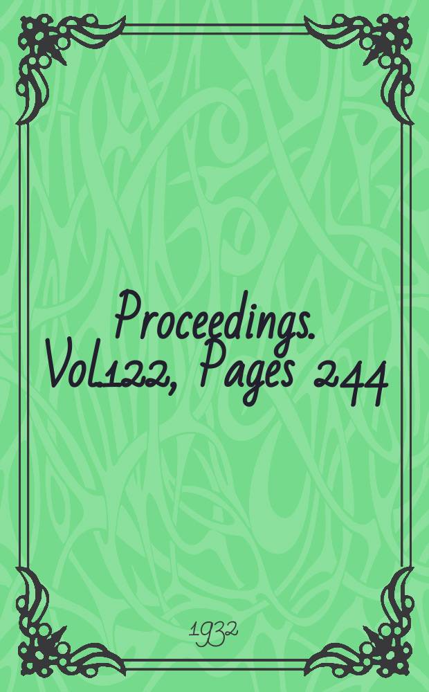 Proceedings. Vol.122, Pages 244
