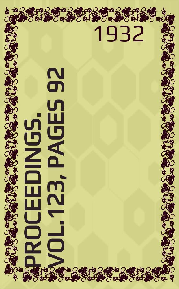 Proceedings. Vol.123, Pages 92