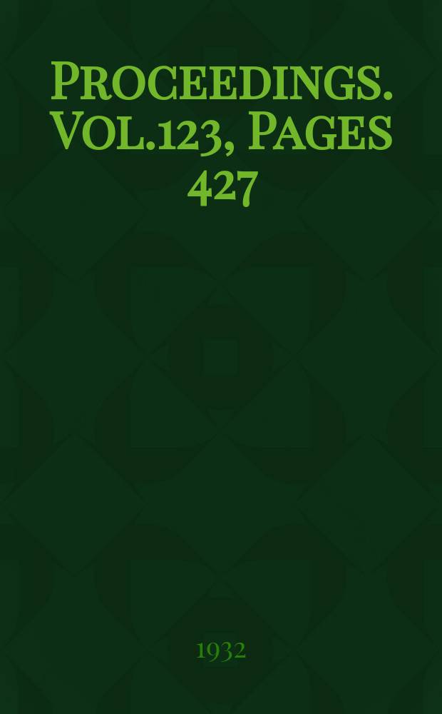 Proceedings. Vol.123, Pages 427
