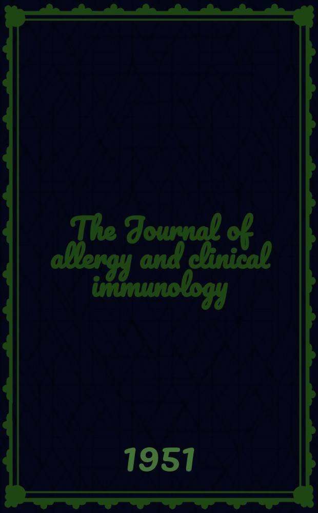 The Journal of allergy and clinical immunology : Including "Allergy abstracts" Offic. organ of Amer. acad. of allergy. Vol.22, Index
