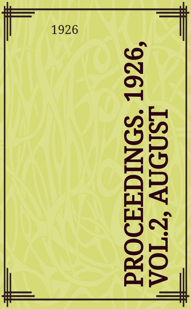 Proceedings. 1926, Vol.2, August