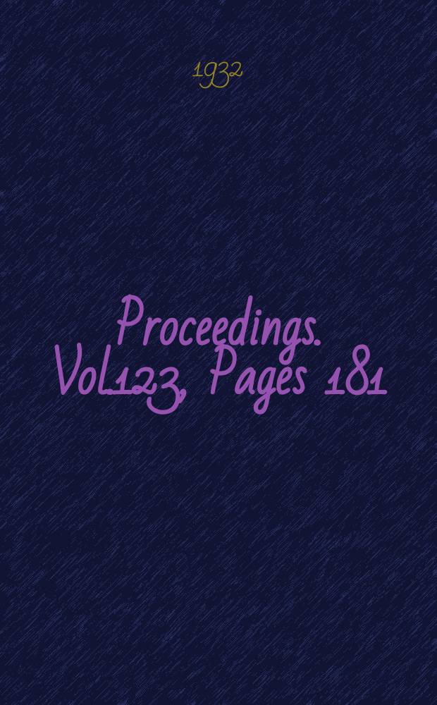 Proceedings. Vol.123, Pages 181