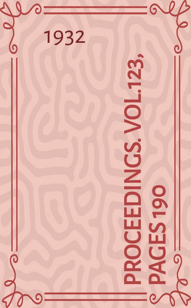 Proceedings. Vol.123, Pages 190