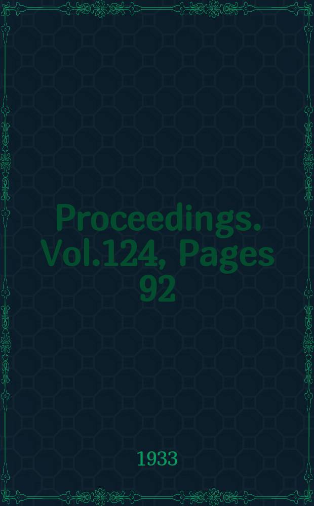 Proceedings. Vol.124, Pages 92
