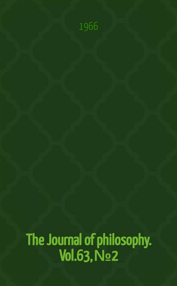 The Journal of philosophy. Vol.63, №2