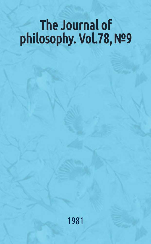 The Journal of philosophy. Vol.78, №9