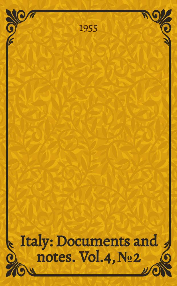 Italy : Documents and notes. Vol.4, №2