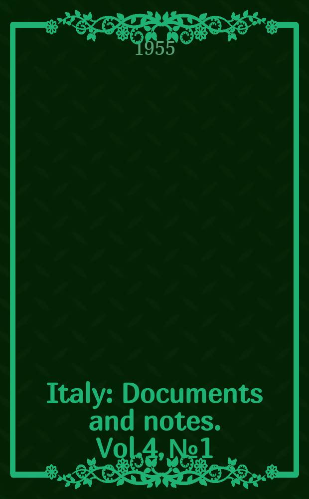 Italy : Documents and notes. Vol.4, №1