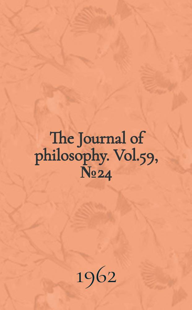 The Journal of philosophy. Vol.59, №24